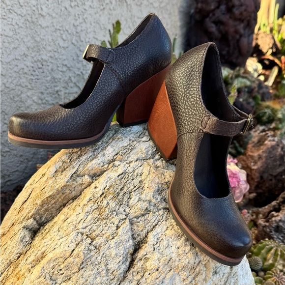 Kork-Ease Mary Jane Leather Block Heels | Dark Brown Comfort Platform Shoes - Picture 2 of 16
